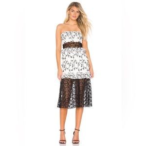 Majorelle White Meadow Strapless Quinn Midi Dress NWT